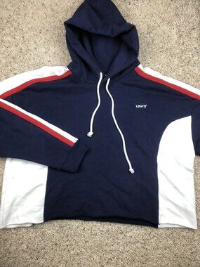 Levi's Women's Red White Blue Hoodie Size 2X Hooded Pullover Sweatshirt w Logo
